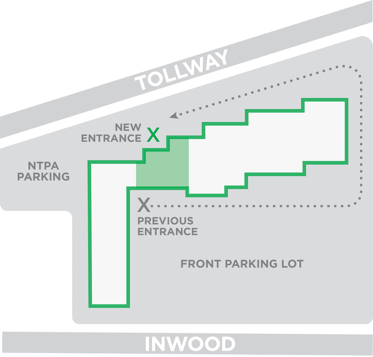 NTPA Dallas new entrance location next to Tollway